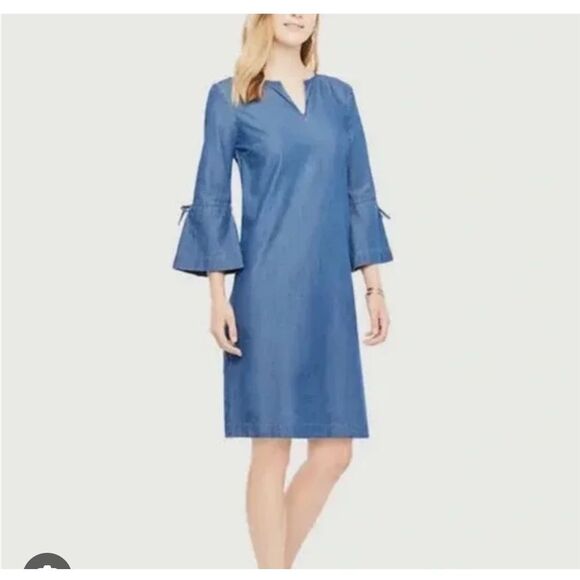Ann Taylor Chambray Cotton Dress - Picture 1 of 10